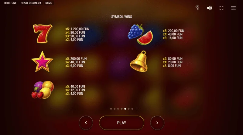 Heart Deluxe 2x - tabel pembayaran dengan hati wild yang meluas