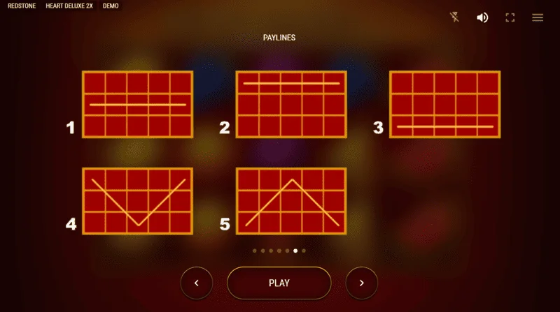 Heart Deluxe 2x - skema lima garis kemenangan dari kiri ke kanan