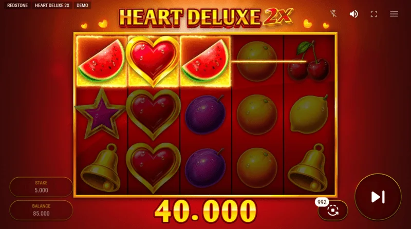 Heart Deluxe 2x - kombinasi kemenangan dengan wild pada gulungan